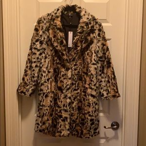 NWT Love Token Fun Fur Animal Print Ladies Coat
